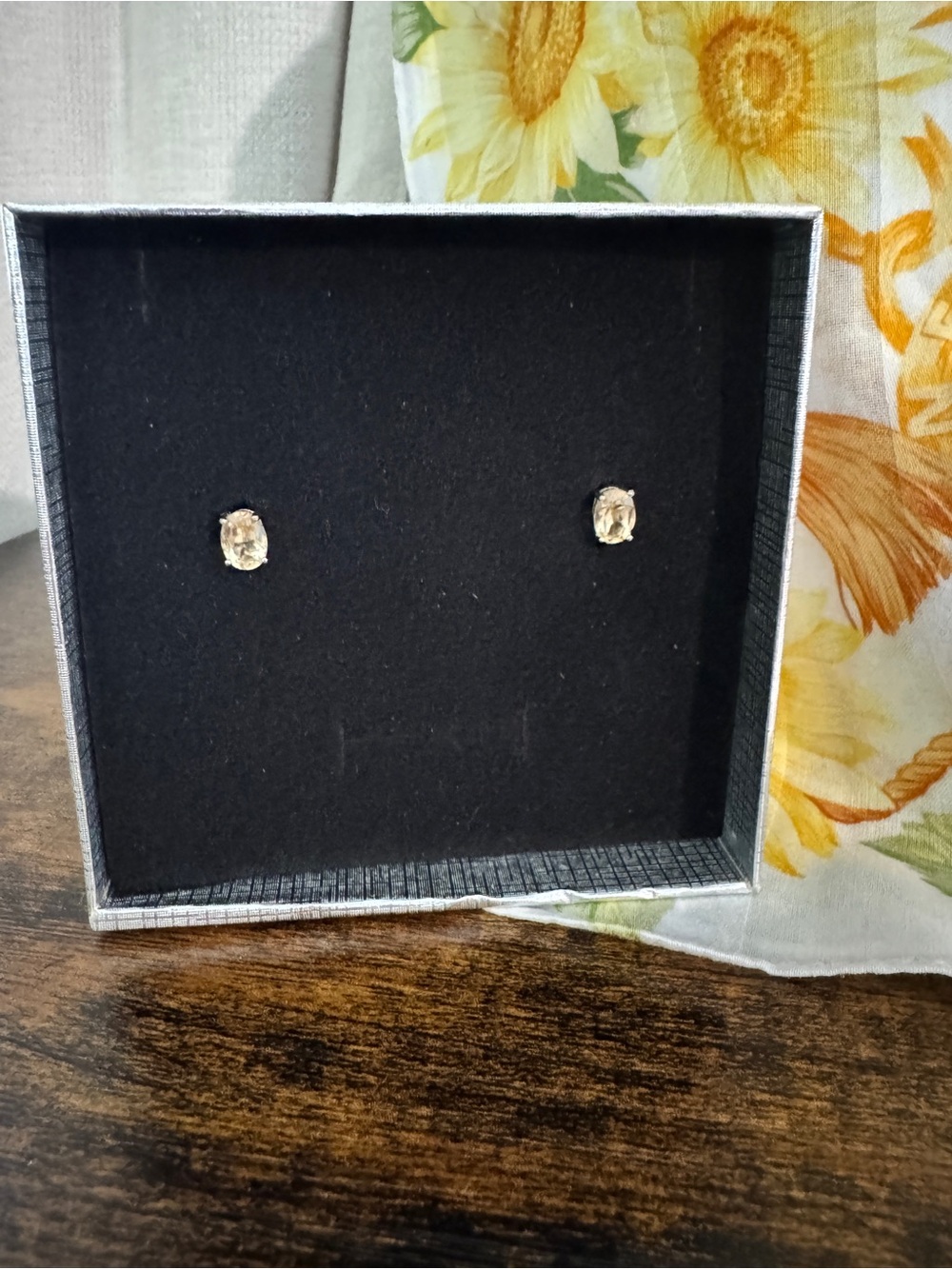 Citrine 925 Sterling Silver Stud Earrings Oval Natural November Birthstone NWOT